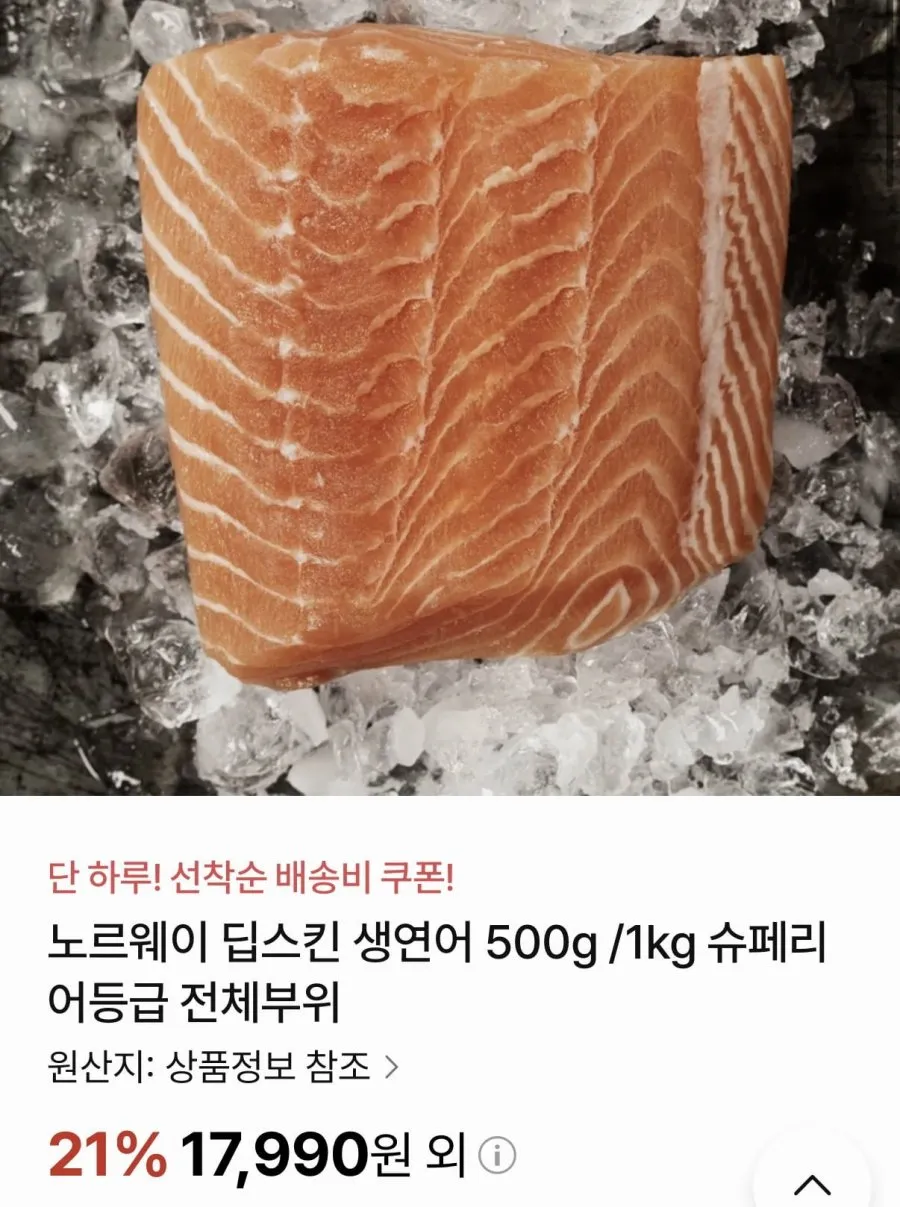노르웨이 딥스킨 생연어 500g