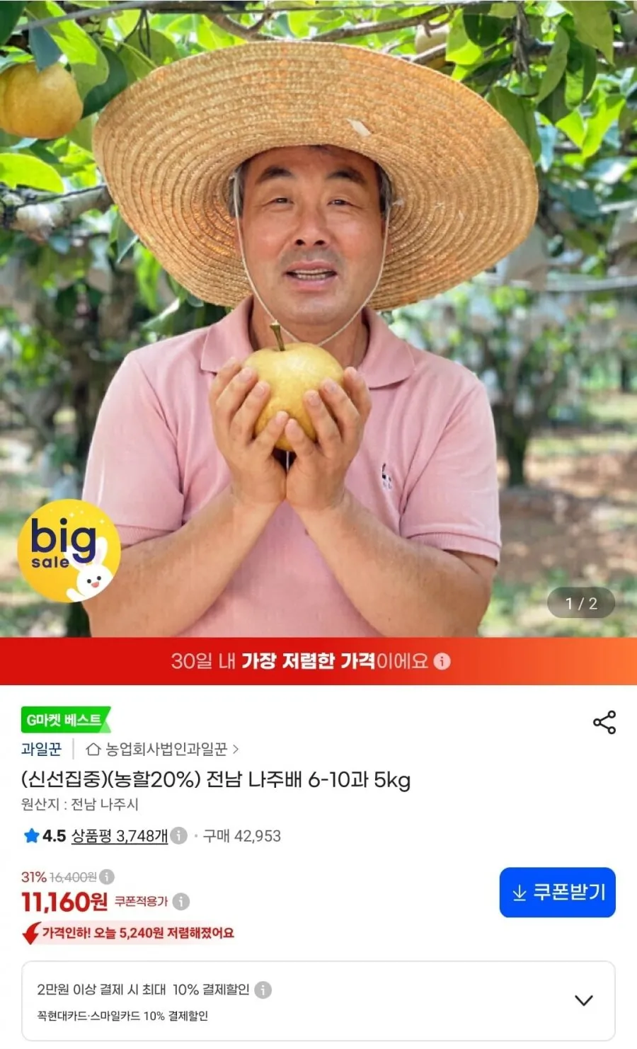 전남 나주배 6-10과 5kg