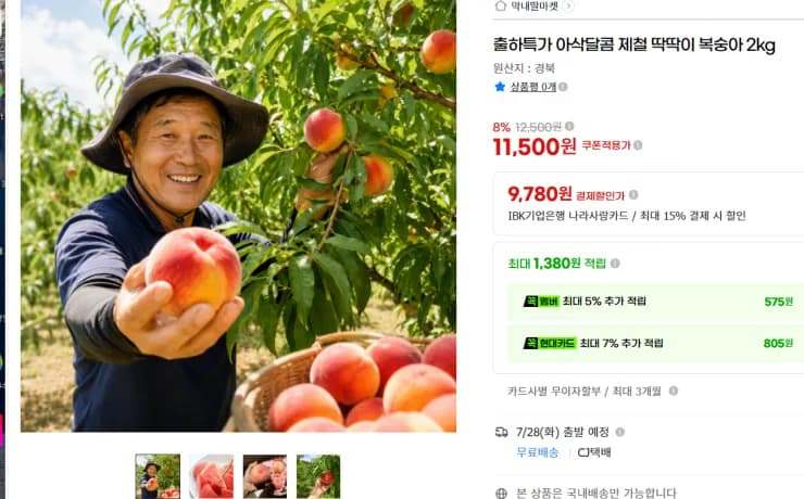 제철이라 더 맛있어요! 아삭아삭한 딱딱이 복숭아