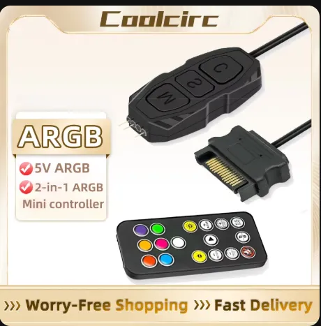 ARGB 5V 3 핀-SATA 전원 컨트롤러+리모콘 <알뜰마트>