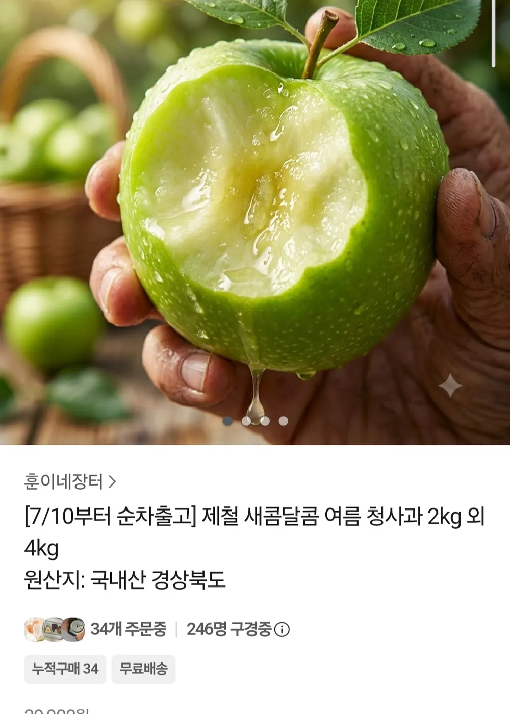 제철 새콤달콤 여름 청사과 2kg