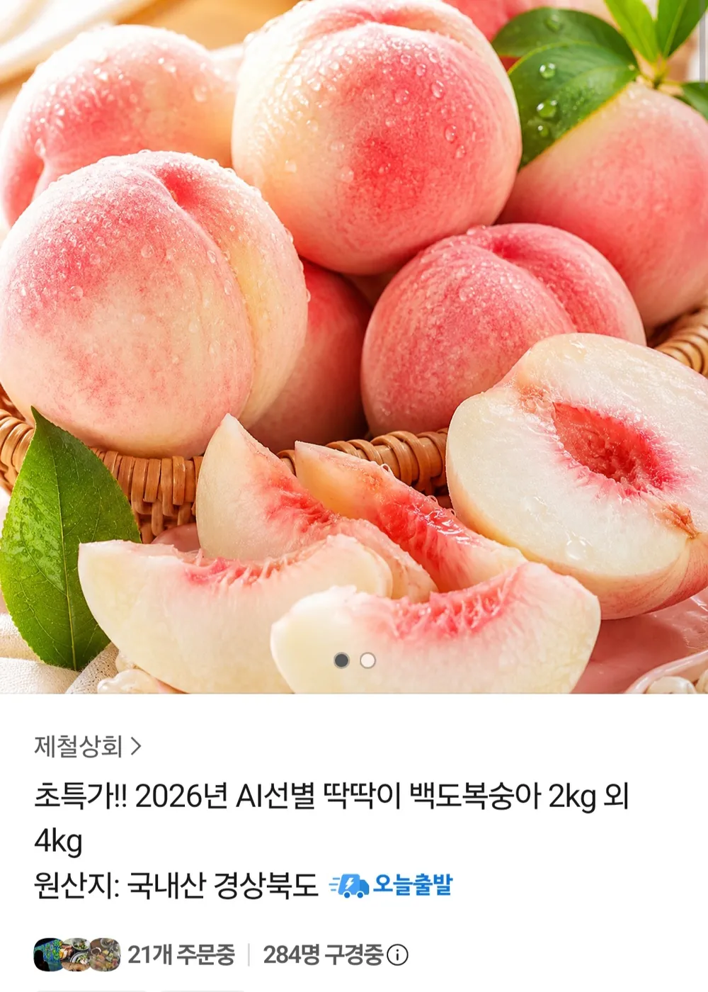 2026 백도 복숭아 2kg
