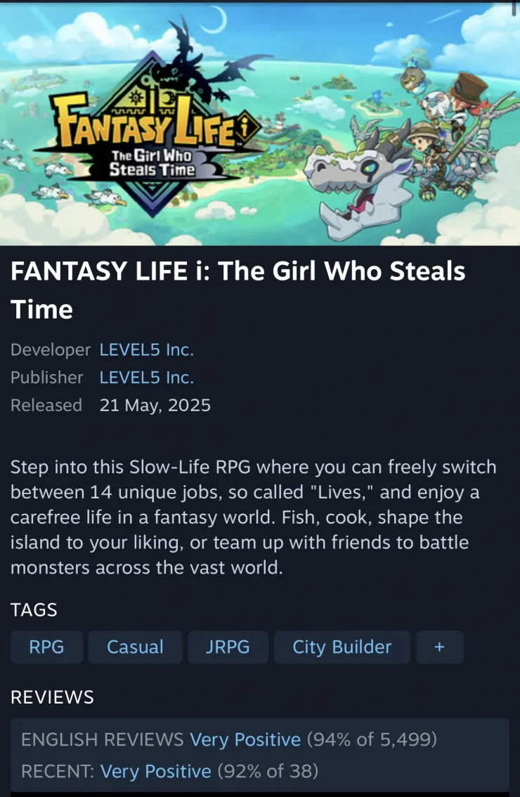 FANTASY LIFE i : 빙글빙글 용과 시간을 훔치는 소녀