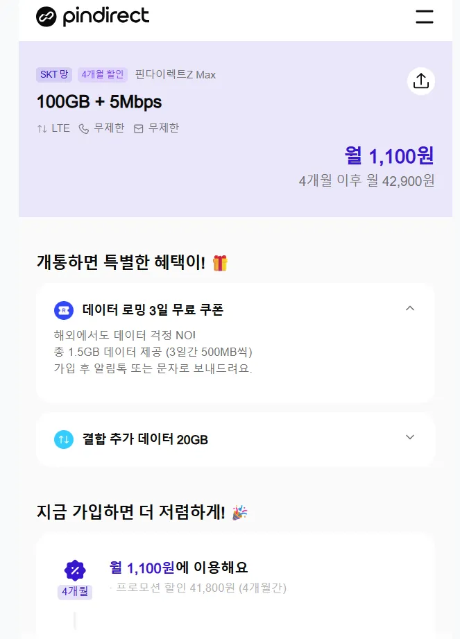 Pindrect 100GB + 5mps