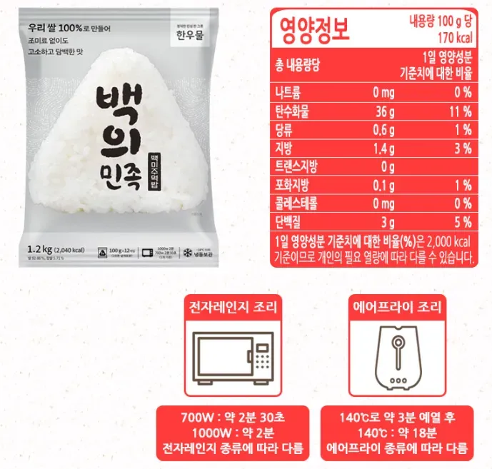 백미주먹밥 100g x 48개