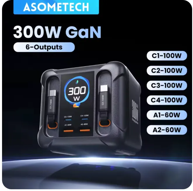 ASOMETECH 300W GaN ๋์คํ๋ ์ด ๋ด์ฅ์ผ์ด๋ธ ์ถฉ์ ๊ธฐ $28.66