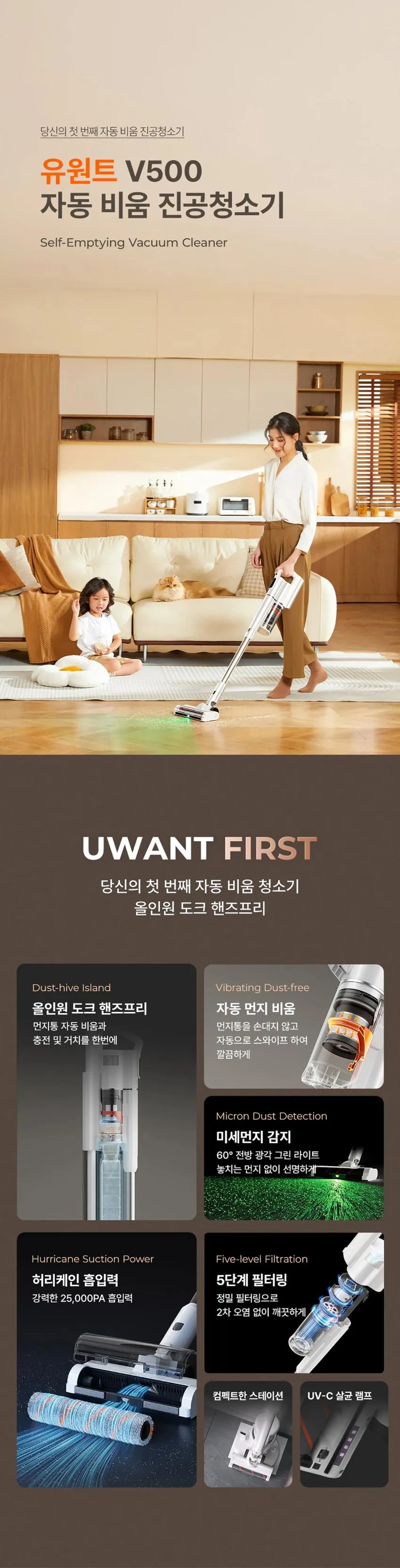UWANT V500 ์๋๋จผ์ง๋น์ ๋ฌด์ ์ฒญ์๊ธฐ