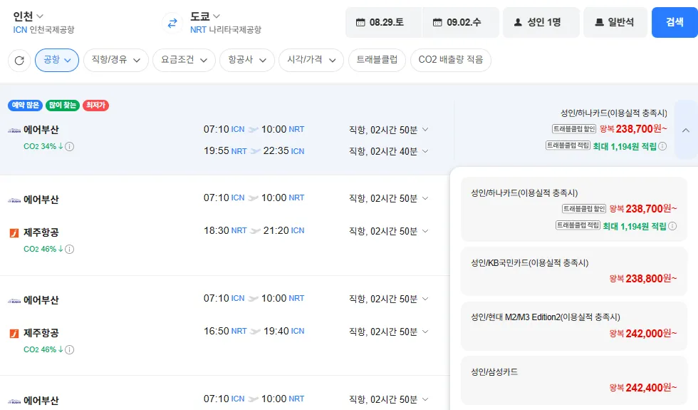 인천-도쿄 0829-0902 삼성카드