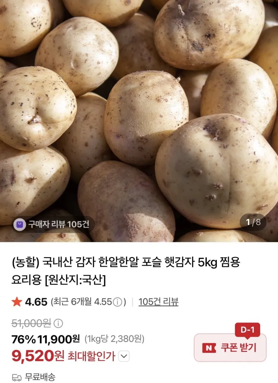 국내산 포슬포슬 햇감자 5kg