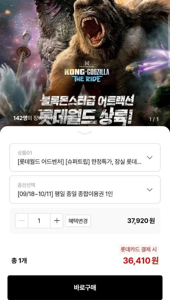 잠실 롯데월드 어드벤처 종합이용권