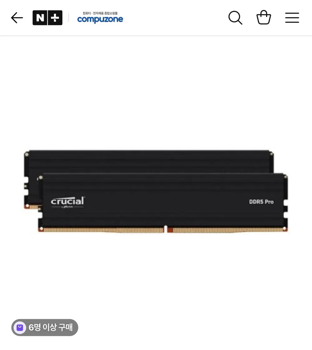 마이크론 Crucial DDR5 PC5-5600 CL46 PRO 대원씨티에스 48GB(2...